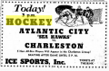 An ad for the Charleston Ice Sports-Atlantic City Sea Hawks game.