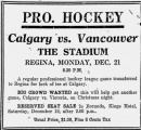 A lack of ice in Calgary forced the Tigers to open in Regina. Over 2000 attended the game. Unfortunately for Regina fans, the Christmas game was played in Calgary when the temperature dropped and the ice in the arena was suitable.