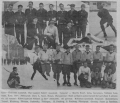 Photos of Tallinna Kalev (top left), Tallinna Tennis ja Hockeyklubi (bottom right), and various action shots from the matchup, held on December 30, 1928.