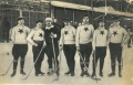 The national team at the 1909 Coupe de Chamonix. Left to right: Otakar Vindys, Boleslav Hammer, Josef Gruss, Jan Fleischmann, Jaroslav Jarkovsky, Jan Palous, Ctibor Maly.