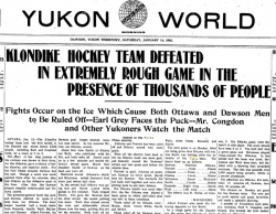 Yukon Newspaper report after first game