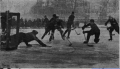 Action from the Lightning Tournament game between Union and ASK Riga on December 27, 1938.