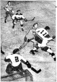 An image from a game between the Golden Bears and the Black Hawks from the June 17, 1950, edition of the The Dubbo Liberal.